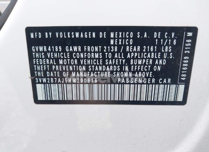 Photo 9 of 2017 Volkswagen Jetta 1.4T S (VIN 3VW2B7AJ5HM290616)