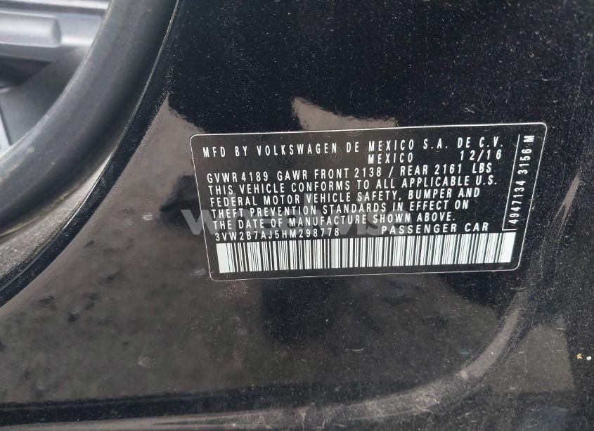 Photo 9 of 2017 Volkswagen Jetta 1.4T S (VIN 3VW2B7AJ5HM298778)