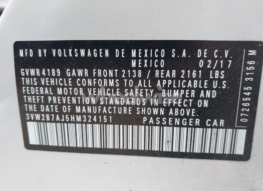 Photo 9 of 2017 Volkswagen Jetta 1.4T S (VIN 3VW2B7AJ5HM324151)