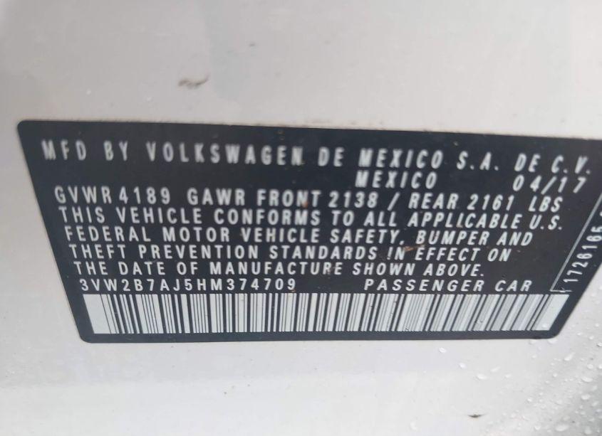 Photo 9 of 2017 Volkswagen Jetta 1.4T S (VIN 3VW2B7AJ5HM374709)