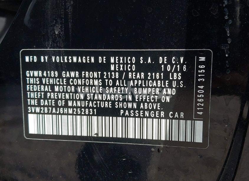 Photo 9 of 2017 Volkswagen Jetta 1.4T S (VIN 3VW2B7AJ6HM252831)