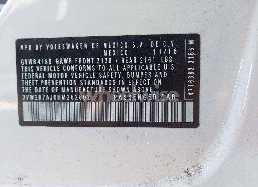 Photo 9 of 2017 Volkswagen Jetta 1.4T S (VIN 3VW2B7AJ6HM282802)