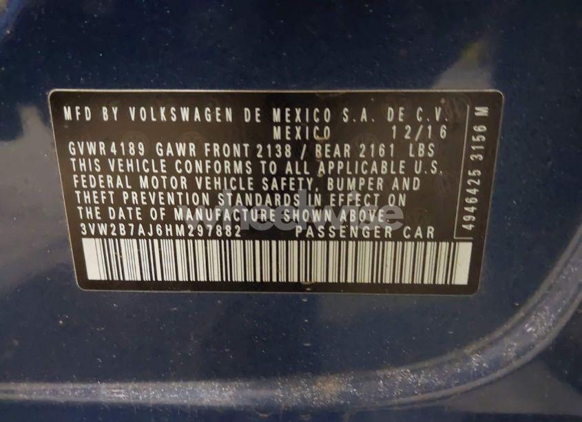 Photo 9 of 2017 Volkswagen Jetta 1.4T S (VIN 3VW2B7AJ6HM297882)