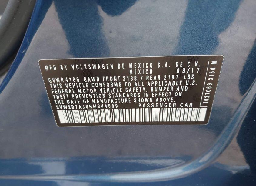Photo 9 of 2017 Volkswagen Jetta 1.4T S (VIN 3VW2B7AJ6HM344599)
