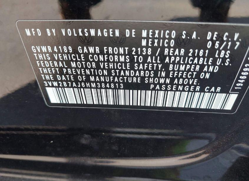 Photo 9 of 2017 Volkswagen Jetta 1.4T S (VIN 3VW2B7AJ6HM384813)