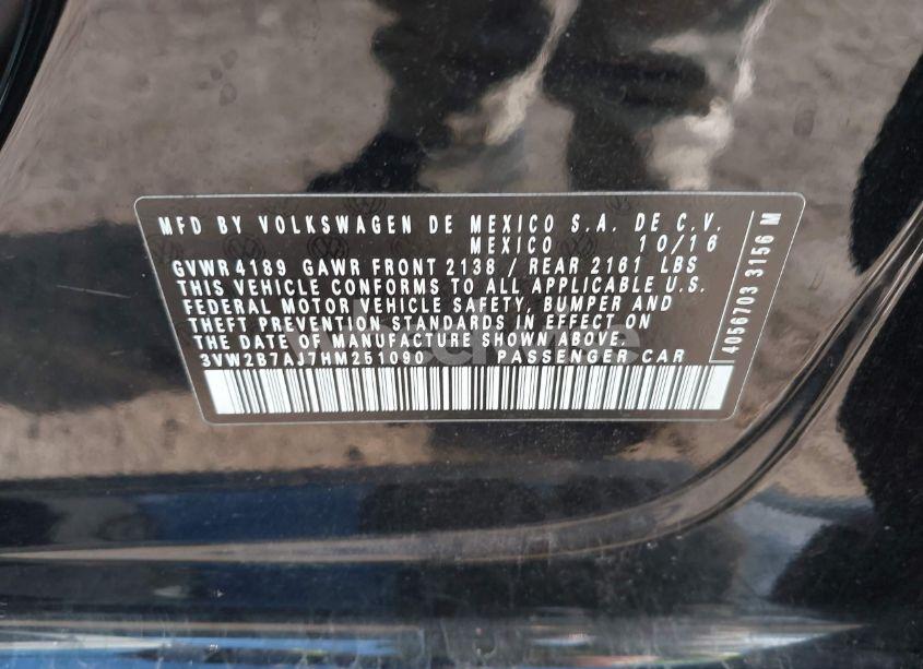 Photo 9 of 2017 Volkswagen Jetta 1.4T S (VIN 3VW2B7AJ7HM251090)