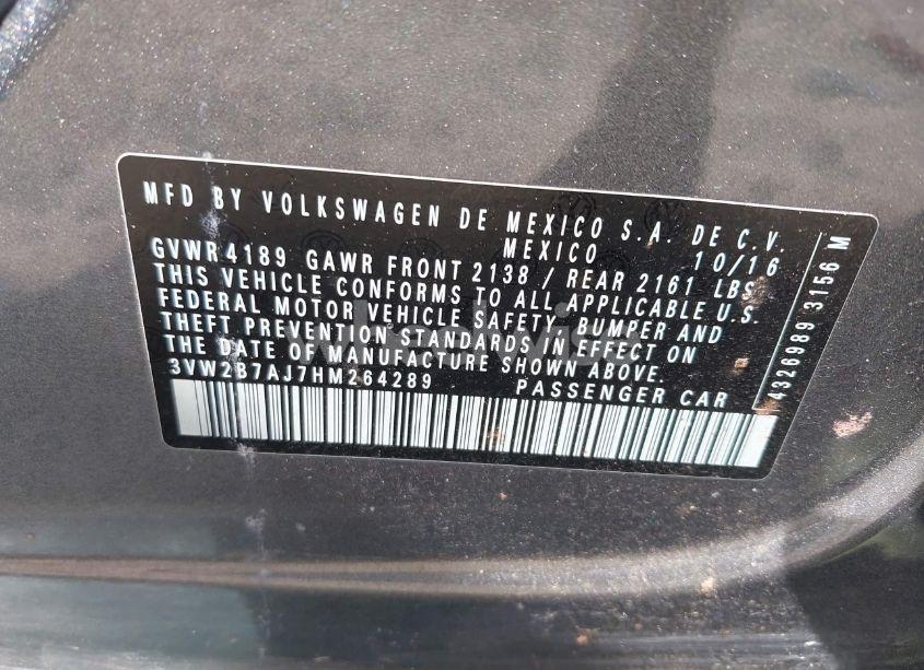 Photo 9 of 2017 Volkswagen Jetta 1.4T S (VIN 3VW2B7AJ7HM264289)