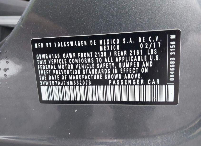 Photo 9 of 2017 Volkswagen Jetta 1.4T S (VIN 3VW2B7AJ7HM332073)