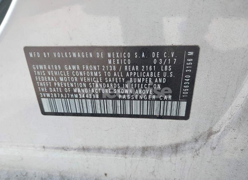 Photo 9 of 2017 Volkswagen Jetta 1.4T S (VIN 3VW2B7AJ7HM344398)