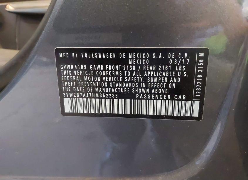 Photo 9 of 2017 Volkswagen Jetta 1.4T S (VIN 3VW2B7AJ7HM352288)