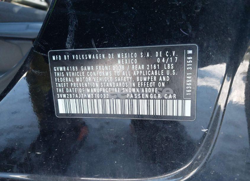 Photo 9 of 2017 Volkswagen Jetta 1.4T S (VIN 3VW2B7AJ7HM370032)