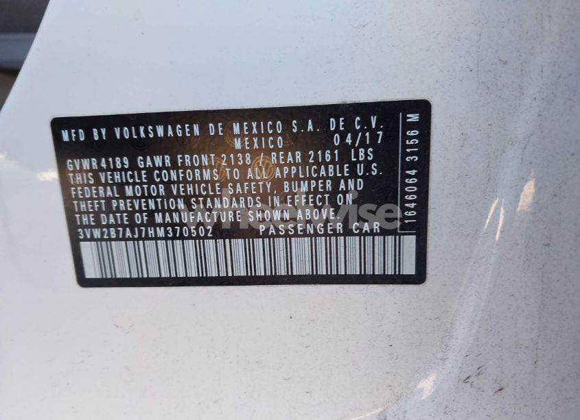 Photo 9 of 2017 Volkswagen Jetta 1.4T S (VIN 3VW2B7AJ7HM370502)