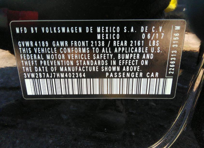 Photo 9 of 2017 Volkswagen Jetta 1.4T S (VIN 3VW2B7AJ7HM402364)