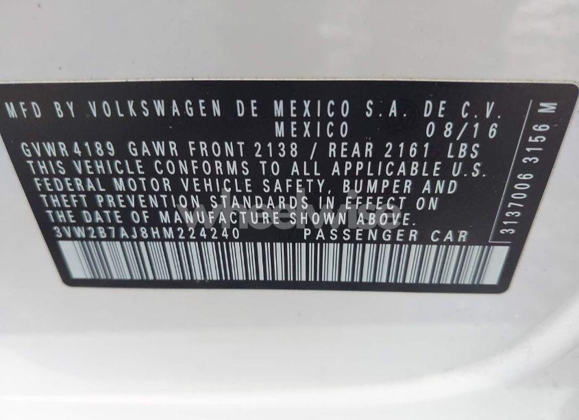 Photo 9 of 2017 Volkswagen Jetta 1.4T S (VIN 3VW2B7AJ8HM224240)