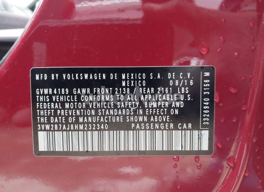 Photo 9 of 2017 Volkswagen Jetta 1.4T S (VIN 3VW2B7AJ8HM232340)