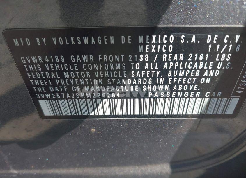 Photo 9 of 2017 Volkswagen Jetta 1.4T S (VIN 3VW2B7AJ8HM286284)