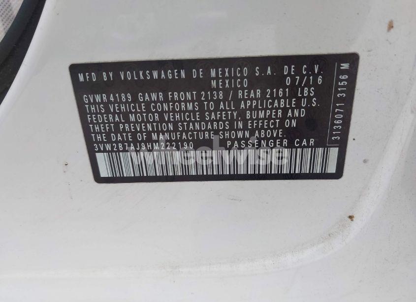 Photo 9 of 2017 Volkswagen Jetta 1.4T S (VIN 3VW2B7AJ9HM222190)