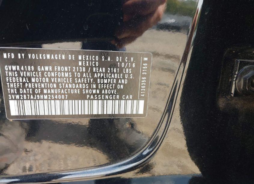 Photo 9 of 2017 Volkswagen Jetta 1.4T S (VIN 3VW2B7AJ9HM254007)