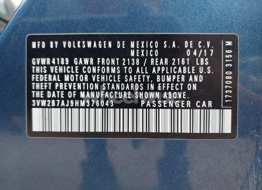 Photo 9 of 2017 Volkswagen Jetta 1.4T S (VIN 3VW2B7AJ9HM376043)