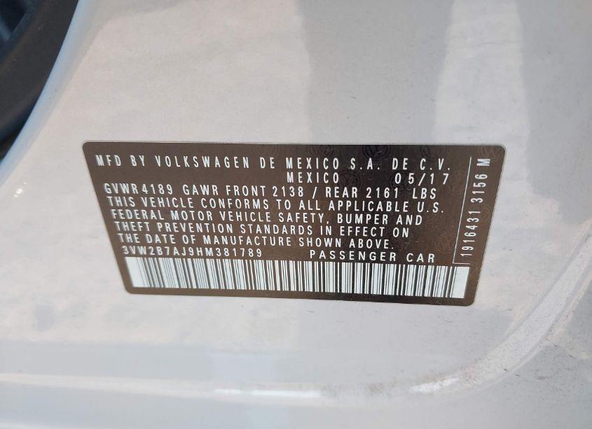 Photo 9 of 2017 Volkswagen Jetta 1.4T S (VIN 3VW2B7AJ9HM381789)