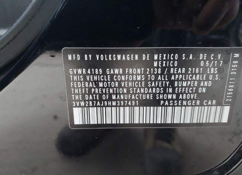 Photo 9 of 2017 Volkswagen Jetta 1.4T S (VIN 3VW2B7AJ9HM397491)