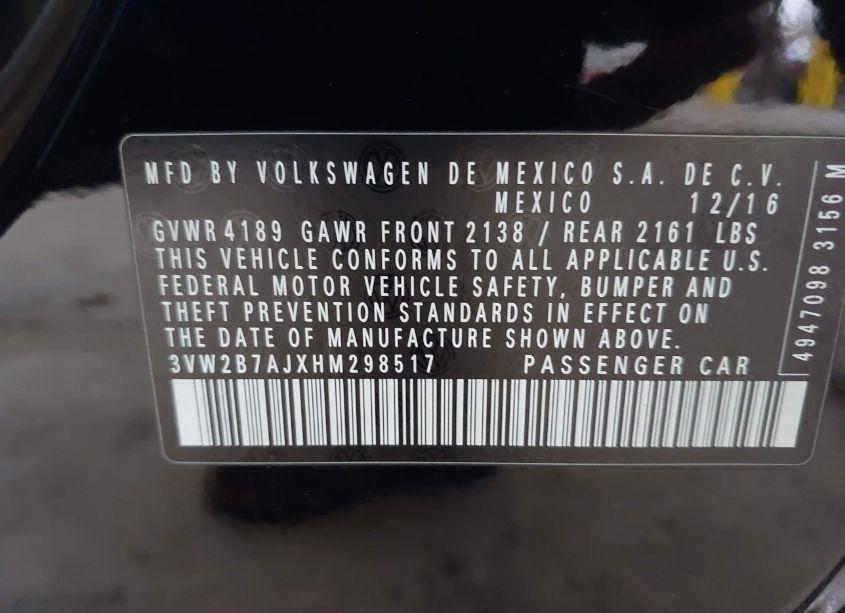 Photo 9 of 2017 Volkswagen Jetta 1.4T S (VIN 3VW2B7AJXHM298517)