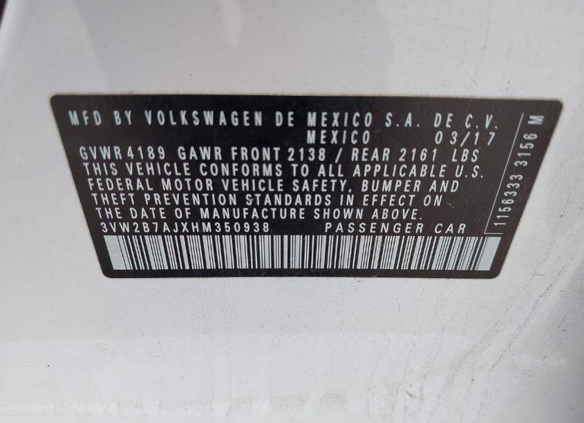 Photo 9 of 2017 Volkswagen Jetta 1.4T S (VIN 3VW2B7AJXHM350938)