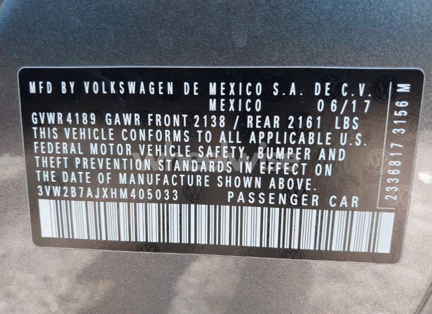 Photo 9 of 2017 Volkswagen Jetta 1.4T S (VIN 3VW2B7AJXHM405033)