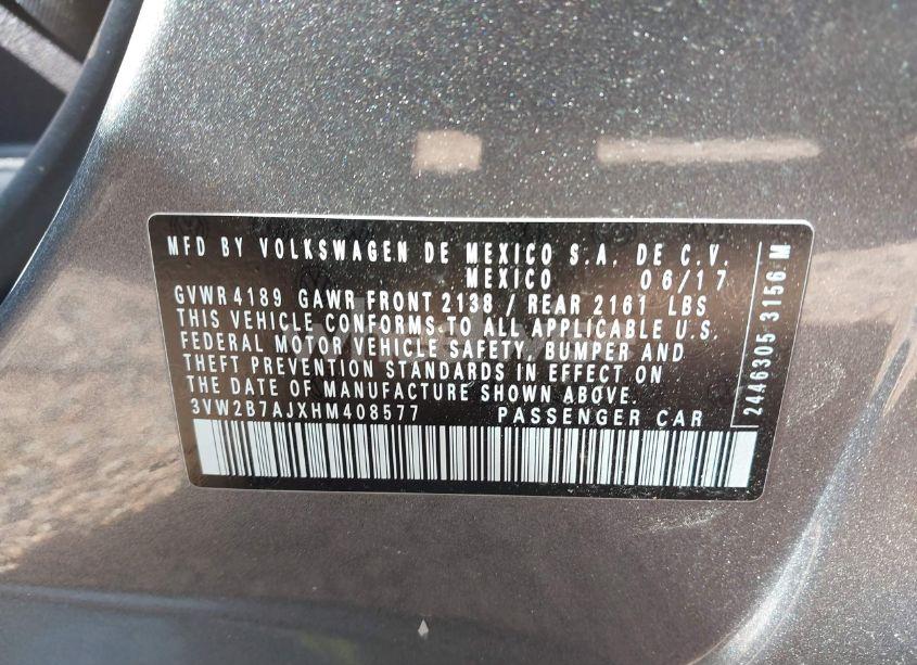 Photo 9 of 2017 Volkswagen Jetta 1.4T S (VIN 3VW2B7AJXHM408577)