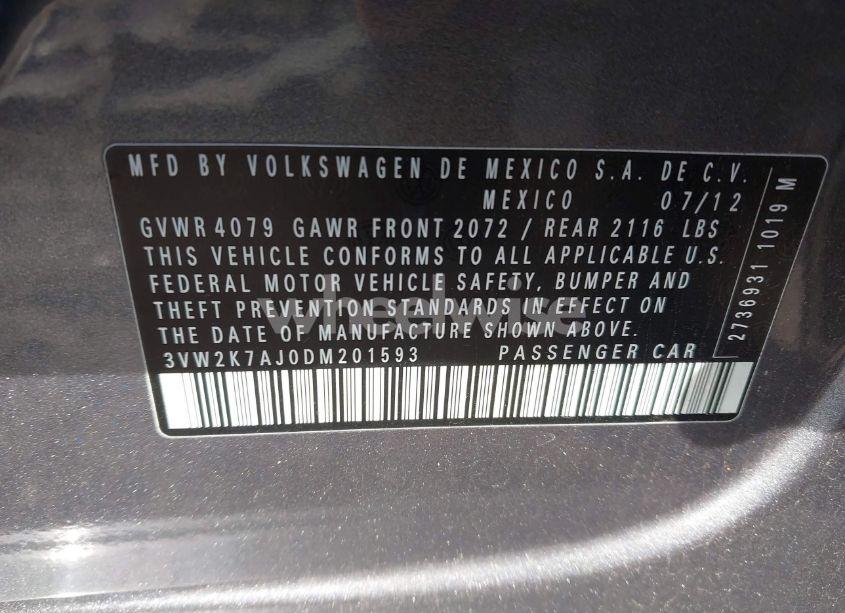 Photo 9 of 2013 Volkswagen Jetta 2.0L S (VIN 3VW2K7AJ0DM201593)