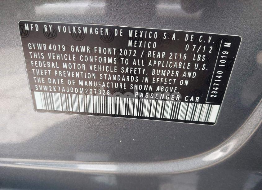 Photo 9 of 2013 Volkswagen Jetta 2.0L S (VIN 3VW2K7AJ0DM207328)