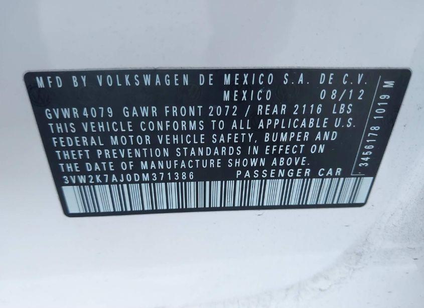 Photo 9 of 2013 Volkswagen Jetta 2.0L S (VIN 3VW2K7AJ0DM371386)