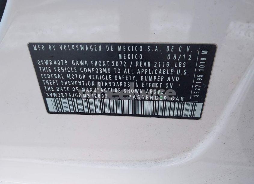 Photo 9 of 2013 Volkswagen Jetta 2.0L S (VIN 3VW2K7AJ0DM372893)