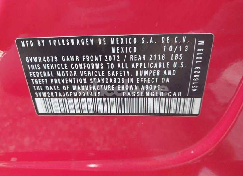 Photo 9 of 2014 Volkswagen Jetta 2.0L S (VIN 3VW2K7AJ0EM231419)