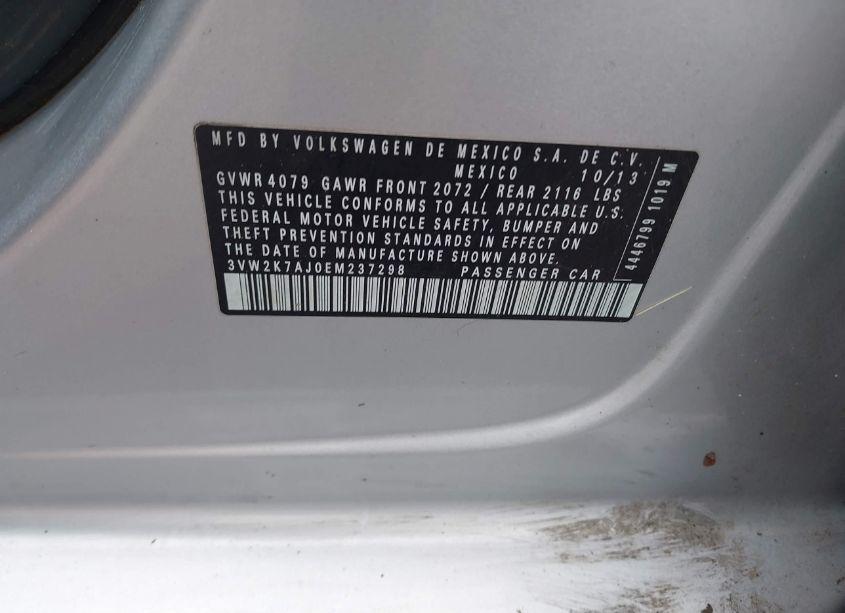 Photo 9 of 2014 Volkswagen Jetta 2.0L S (VIN 3VW2K7AJ0EM237298)