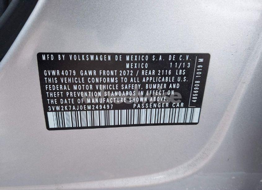 Photo 9 of 2014 Volkswagen Jetta 2.0L S (VIN 3VW2K7AJ0EM249497)