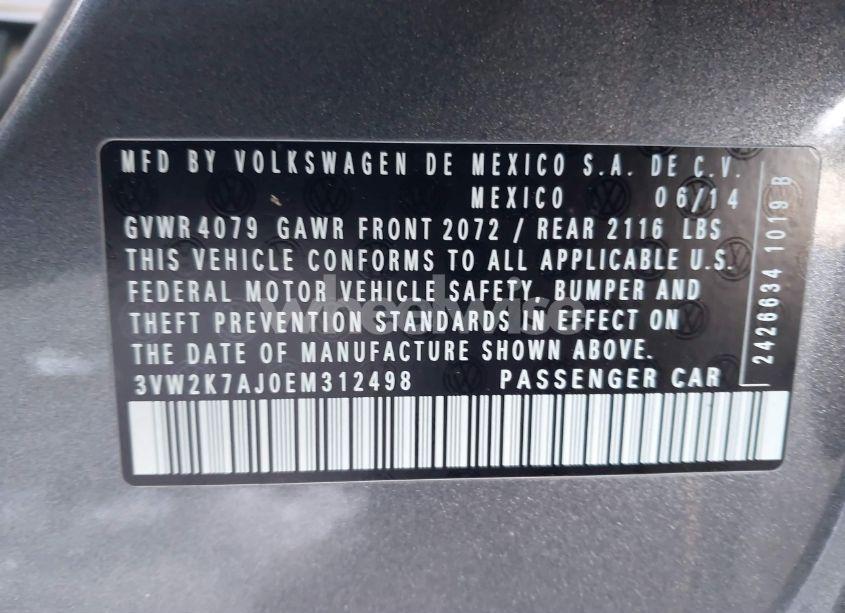 Photo 9 of 2014 Volkswagen Jetta 2.0L S (VIN 3VW2K7AJ0EM312498)