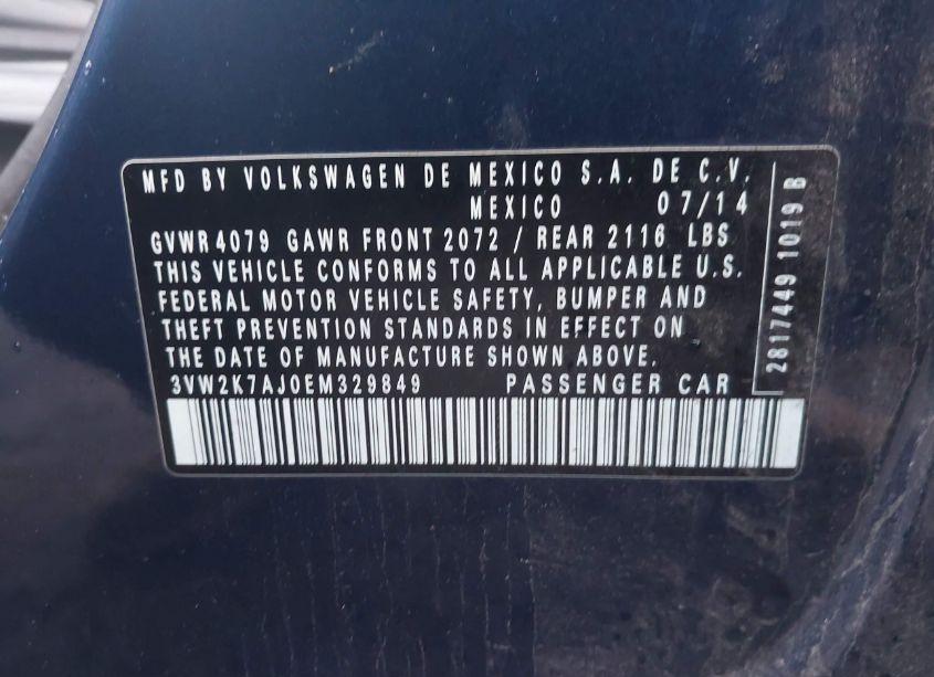 Photo 9 of 2014 Volkswagen Jetta 2.0L S (VIN 3VW2K7AJ0EM329849)