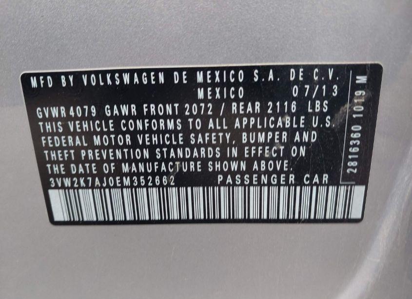 Photo 9 of 2014 Volkswagen Jetta 2.0L S (VIN 3VW2K7AJ0EM352662)