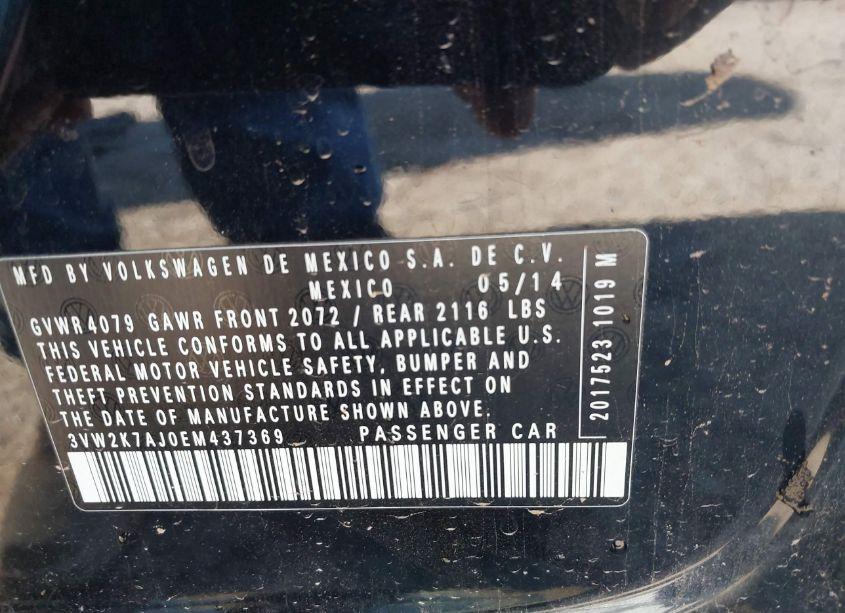 Photo 9 of 2014 Volkswagen Jetta 2.0L S (VIN 3VW2K7AJ0EM437369)