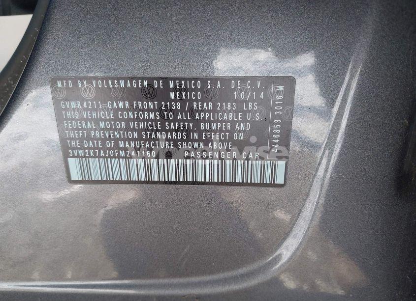 Photo 9 of 2015 Volkswagen Jetta 2.0L S (VIN 3VW2K7AJ0FM241160)