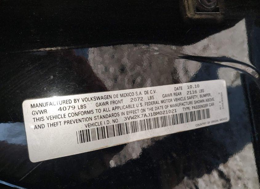 Photo 9 of 2011 Volkswagen Jetta 2.0L S (VIN 3VW2K7AJ1BM021021)