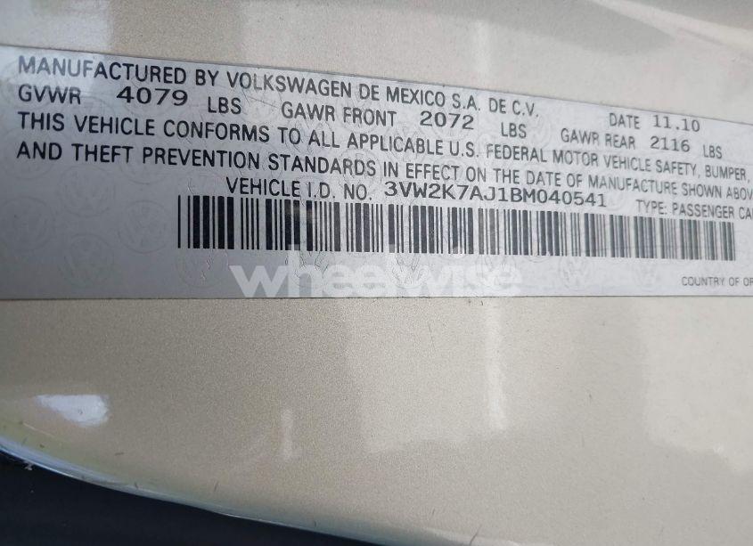 Photo 9 of 2011 Volkswagen Jetta 2.0L S (VIN 3VW2K7AJ1BM040541)