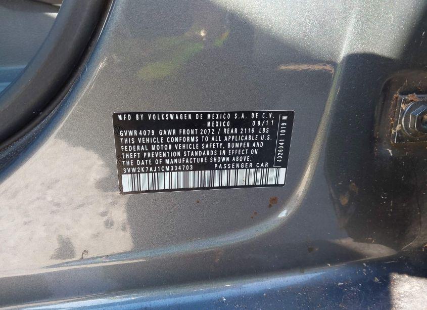 Photo 9 of 2012 Volkswagen Jetta 2.0L S (VIN 3VW2K7AJ1CM334703)