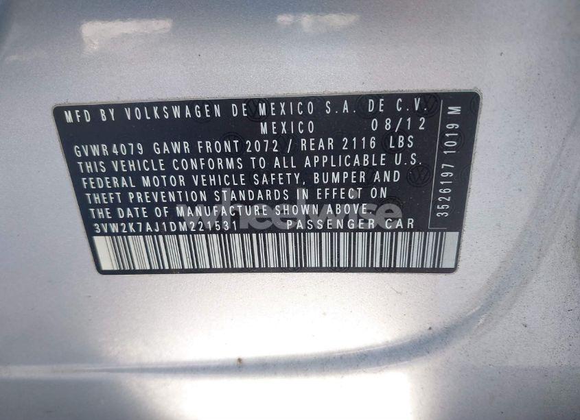 Photo 9 of 2013 Volkswagen Jetta 2.0L S (VIN 3VW2K7AJ1DM221531)