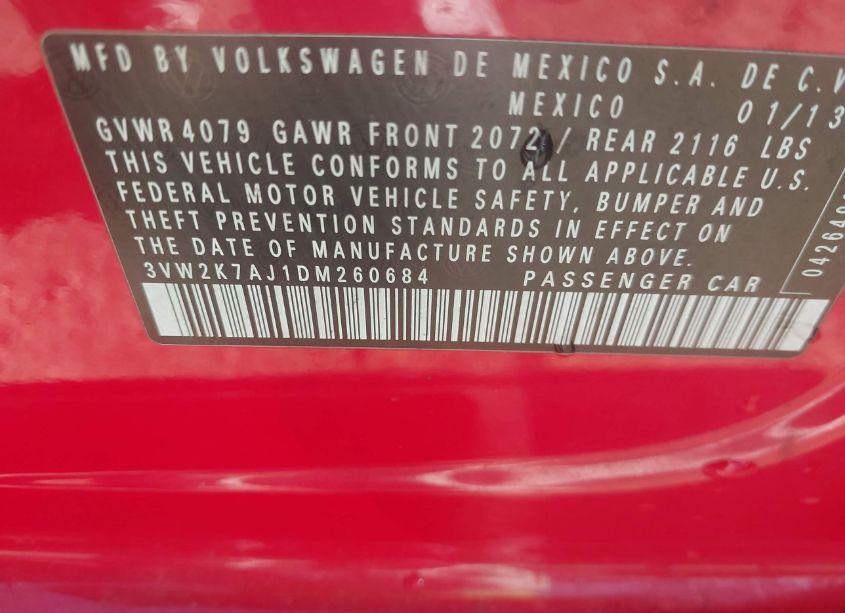 Photo 9 of 2013 Volkswagen Jetta 2.0L S (VIN 3VW2K7AJ1DM260684)