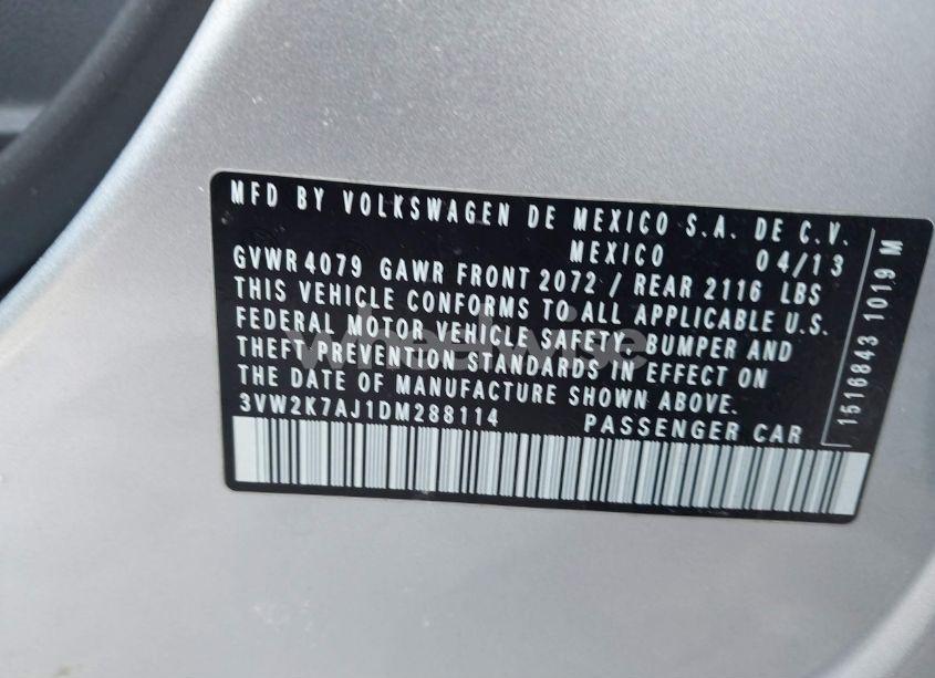 Photo 9 of 2013 Volkswagen Jetta 2.0L S (VIN 3VW2K7AJ1DM288114)