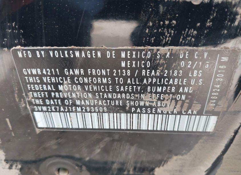 Photo 9 of 2015 Volkswagen Jetta 2.0L S (VIN 3VW2K7AJ1FM293509)