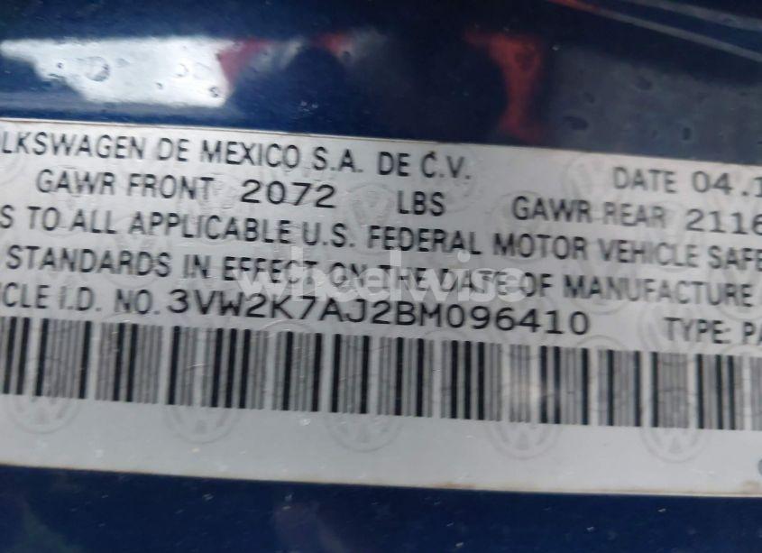 Photo 9 of 2011 Volkswagen Jetta 2.0L S (VIN 3VW2K7AJ2BM096410)