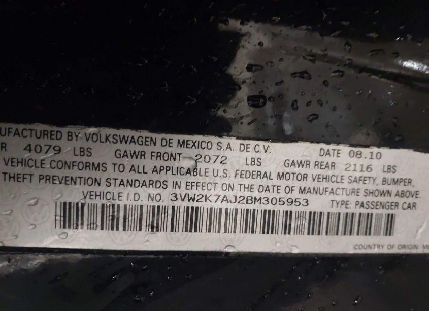 Photo 9 of 2011 Volkswagen Jetta 2.0L S (VIN 3VW2K7AJ2BM305953)